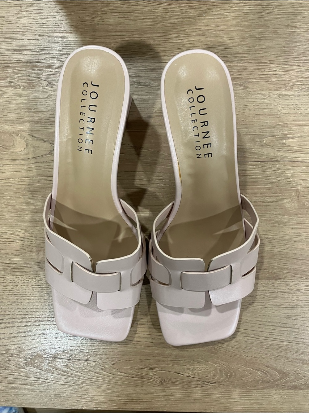 Journee Collection Blush Pink Woven Slide Mules